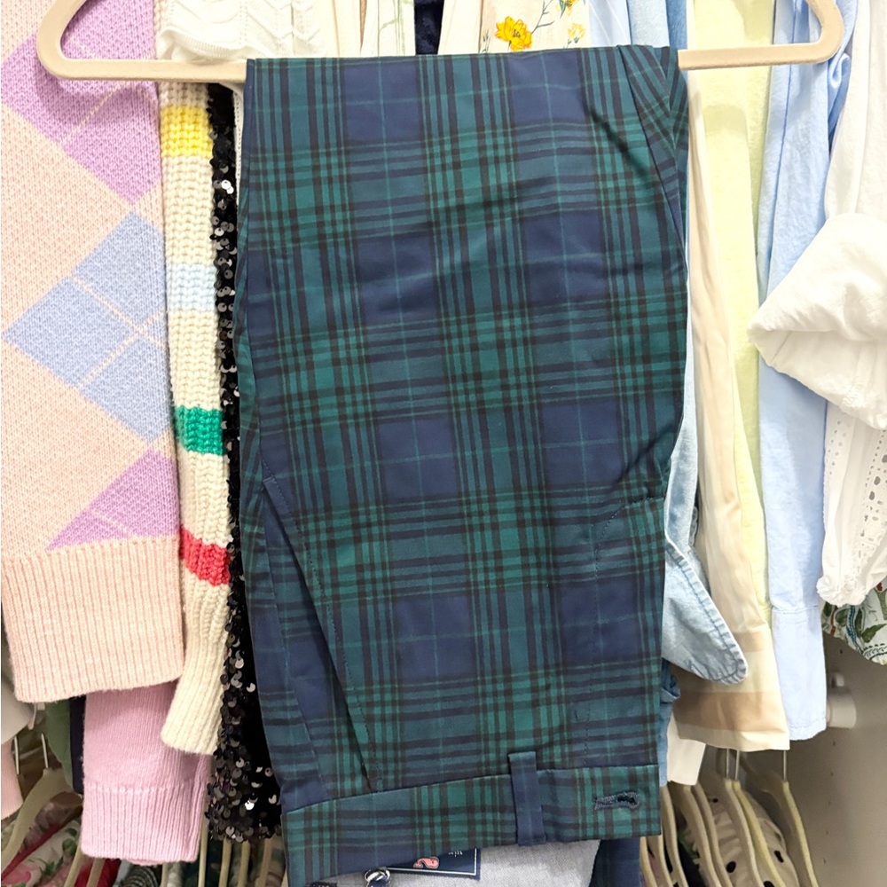 Vineyard Vines Green Plaid Breaker Pants